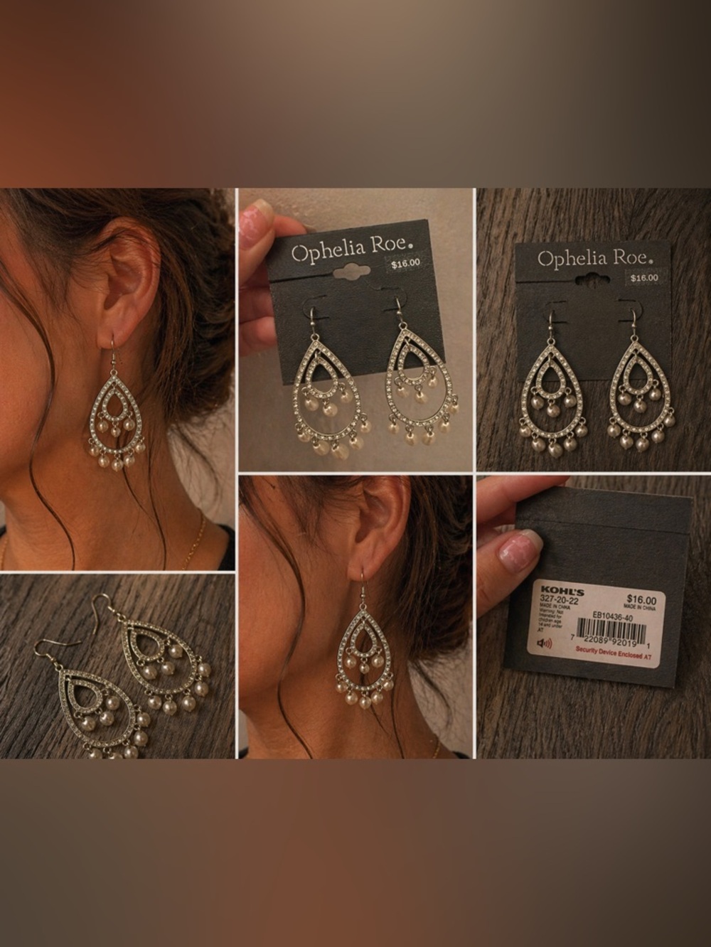 Silver Teardrop Pearl Chandelier Earrings | Rhinestone Statement Drop | Bridal
